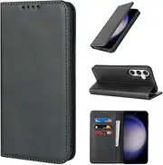 [Cavor] for Samsung Galaxy S23 FE Case, Samsung S23 FE 5G Case Cowhide Pattern PU Leather Cases Flip Magnetic Kickstand Book Wallet Cover Phone Case with Card Slots(6.4") -Black