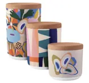 Bioloco - Set of 3 Storage Jars - Airtight Decorative Canisters for Kitchen