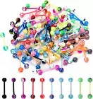 Acrylic Tongue Rings Barbells Mix Piercing, 100 Pieces, Plastic Bar