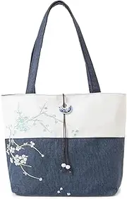 [Mazexy] Embroidered Backpack Handbag Shoulder Bag for Travel Shopping Wedding With Pendant and Tassels
