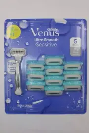 Venus Extra Smooth Sensitive Metal Handle Women's Razor, 1 Handle+ 11 Refills