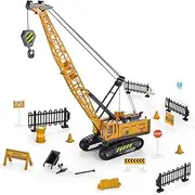 Joyfia 1: 55 Scale Crawler Crane with Operating Buttons, Kids Construction Crane Vehicle Model Alloy Car, Boys Engineering Outdoor Sandbox Truck Toys Playset, Gifts for 3-8 Years Old Toddlers