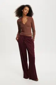 [Cotton On Women] Cotton On Women - Retro Super Wide Leg Pant - Sour cherry/white L SOUR CHERRY/WHITE