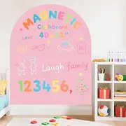 WUPIOS Magnetic Arch Wall Decal for Kids 40x32 Inch Pink Self Adhesive Magnet Arch Chalkboard for Wall Magnetic Wallpaper Sheets Peel and Stick Chalk Board Roll with Chalks for Classroom Playroom