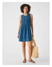 [Faherty] Dream Cotton Gauze Isha Dress in Indigo