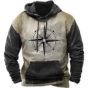 Men's Hoodie Black Blue Hooded Color Block Print Patchwork Pocket Sports Outdoor Daily Holiday Polyester Streetwear Basic Casual Spring Autumn / Fall Clothing
