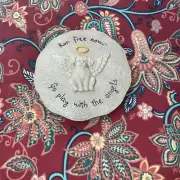 Pet Memorial Garden Stone - 'RUN FREE NOW -GO PLAY WITH THE ANGELS' - Dog