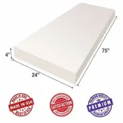 Upholstery Premium Foam Cushion Sheet, 4"x24"x75" - Regular Support Density