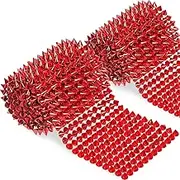 Rustark 2Pcs 2 Yards Sew Stitch On Spike Stud Set, Red Spikes Mesh Rivets Flat Back Spike Studs Pointed Spike Studs Trim Bead Spikes for Punk Rock Clothing DIY Craft Decor