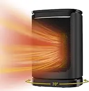 Space Heaters for Bathroom and Indoor, Portable Heater with 70°Oscillation, 1500W PTC Electric Heater with Thermostat, Fast Safety Heat, 1-12h Timer, Upgraded Small Heater for Office Home