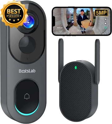 5MP Wireless Video Doorbell Camera 180° View Battery 2-Way Audio 32GB No Fees