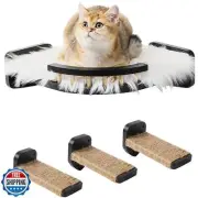 COOLEX Cat Wall Shelves - 3 Steps Scratch Post and Hammock Bed with Plush Cov