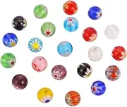 VILLFUL 100pcs Thousand Flowers Glass Beads Jewelry Bead Gemstone Beads Theremin Coloured Beads Spacer Beads Glass Beads for Craft Jewelry Glass Beads Round Beads Crystal Beads