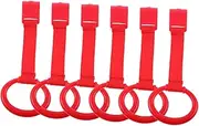 ifundom 6-in-1 Baby Pull up Ring Set Stand Assistance for Toddlers Crib Pull Ring Playpen Hooks Baby Safety Toy Bed Accessory Red Arm