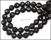 15.5" Black Onyx Round Faceted Beads 8mm #58048