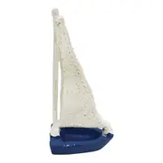 Metal 17cm Single Sailing Boat Bookend Home Shelf Support Organiser White/Blue