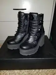 Killstar Broom Rider Celestial Goth Punk Boots Black Sz 9