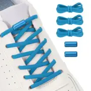 Elastic No Tie Shoelaces Replacement 3Pcs with 2 Metal Buckles, Light Blue