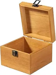 Useekoo Vintage Wooden Storage Box Container with Hinged Lid and Front Clasp, 5.4'' x 5.4'' x 3.9'' Small Keepsake Box, Rustic Wood Boxes for Crafts Art Hobbies and Home Decoration