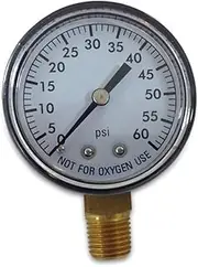 ALF 82060BU 2-Inch Steel Pressure Gauge with 0-60 PSI and 1/8-Inch Bottom Mount for Pool Pumps