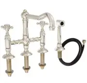 Rohl 117850 Country Kitchen Three Leg Bridge Faucet with Cross Handles Sidespray