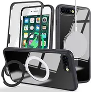 Cavor Magnetic for iPhone 7 Plus/iPhone 8 Plus Case 360° Full Body Protective Cases Compatible with MagSafe PC Bumper with Built-in Screen Protector Shockproof Phone Cover-Ring Kickstand Black