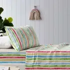 NNEDSZ Multi Stripes Printed Microfibre Sheet Set Double