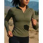 Women's Running Shirt Quarter Zip Pullover Long Sleeve Top Athleisure Fall Breathable Quick Dry Lightweight Tennis Golf Running Sportswear Activewear Solid Col