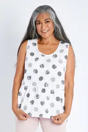 Peplum Sleeveless Spot Top--CLA-37872
