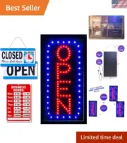 Vertical Neon Open Sign with Dual Modes & Included Closed Sign for Businesses