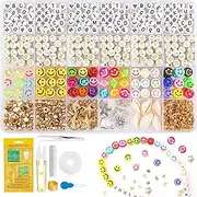 YUNAI Letter Beads for Friendship Bracelet Making kit, 965PCS Round Alphabet Beads with Smiley Star Beads, Colorful Polymer Clay Beads kit for Necklace Jewelry Earring DIY Making, 2
