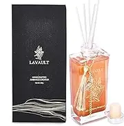 Reed Oil Room Diffuser - Home Fragrance Reed Diffuser and Oil Diffuser Sticks - Natural Reed Diffuser Set - Relaxing and Calming Scent Diffusers for Home - Gold - Ebony Bergamot Aroma