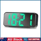 LED Snooze Temperature Date 12/24H Digital Desk Mirror Alarm Clock (Black Green)