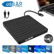External CD DVD Drive USB 3.0 Type-C Portable Desktop PC Laptop Windows Linux OS
