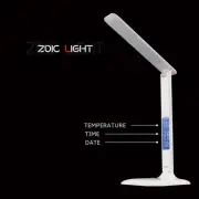 White LED Desk Lamp Dimmable Foldable Desk Light Temp Time Alarm Clock Reading