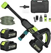 Cordless Pressure Washer, Battery Pressure Jet Washer Portable Power Washer 28 Bar/406 PSI with 2 Pack Battery, 6 In 1 Nozzle, Foam Pot, 16FT Hose for Car Washing and Patio Cleaning