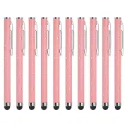 10pcs Glitter Stylus Pens for Touch Screens Metal Capacitive Pen, Pink