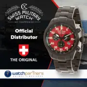 CX Swiss Military HAWK NERO Chrono Swiss watch Black PVD case Red dial 2734