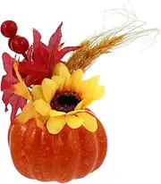 Artificial Pumpkin Centerpiece Desk Topper 1pc Pumpkin Maple Leaf Table Place Foam Photo Supplies Desktop Decor Artificial Pumpkin Decoration