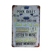 3xmetal Tin Signs Pool Rules Garage Look Man Cave 200x300mm Shed Bar Home Decor