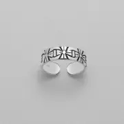 TJS 925 Sterling Silver Cross Design Toe Ring Adjustable Jewellery Crosses Band