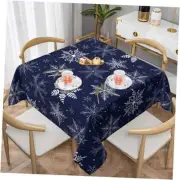 Christmas Tablecloth Square 54×54 Inch Snowflake Winter 54" x 54" (Square) Blue