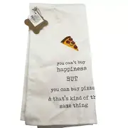 Funny Pizza Kitchen Towel With Embroidered Icon & Quote By Mud Pie NWT
