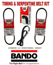 2003-2004 HONDA PILOT V6 3.5L Timing & Serpentine OEM BANDO Belt Kit 3 Pcs
