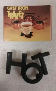 Vintage Cast Iron Trivet Black "HOT" Free Shipping