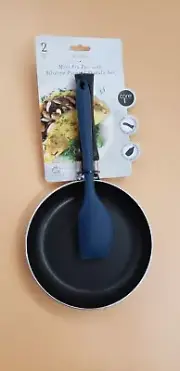 CORE 2 Piece Mini Fry Pan Set with Silicone Pointed Spatula- Blue New