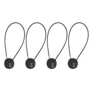 4 Pack 3 Digit Combination Lock 1.31Ft Wire Cable, Round Helmet Padlock Black