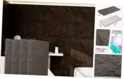 Modern 3D Wall Panels - Faux Stone Look, Waterproof PU Wainscoting for Black