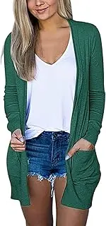 [Generic] Women Long Sleeve Fall Front Cardigan With Pockets Casual Duster Lightweight Printed Sweater Ladies Black Blazer Long Jackets For Women Summer White Suit Cardigans Chunky Jacket