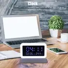 LED Night Lamp Alarm Clock With 15W Wireless Charger Thermometer For Home